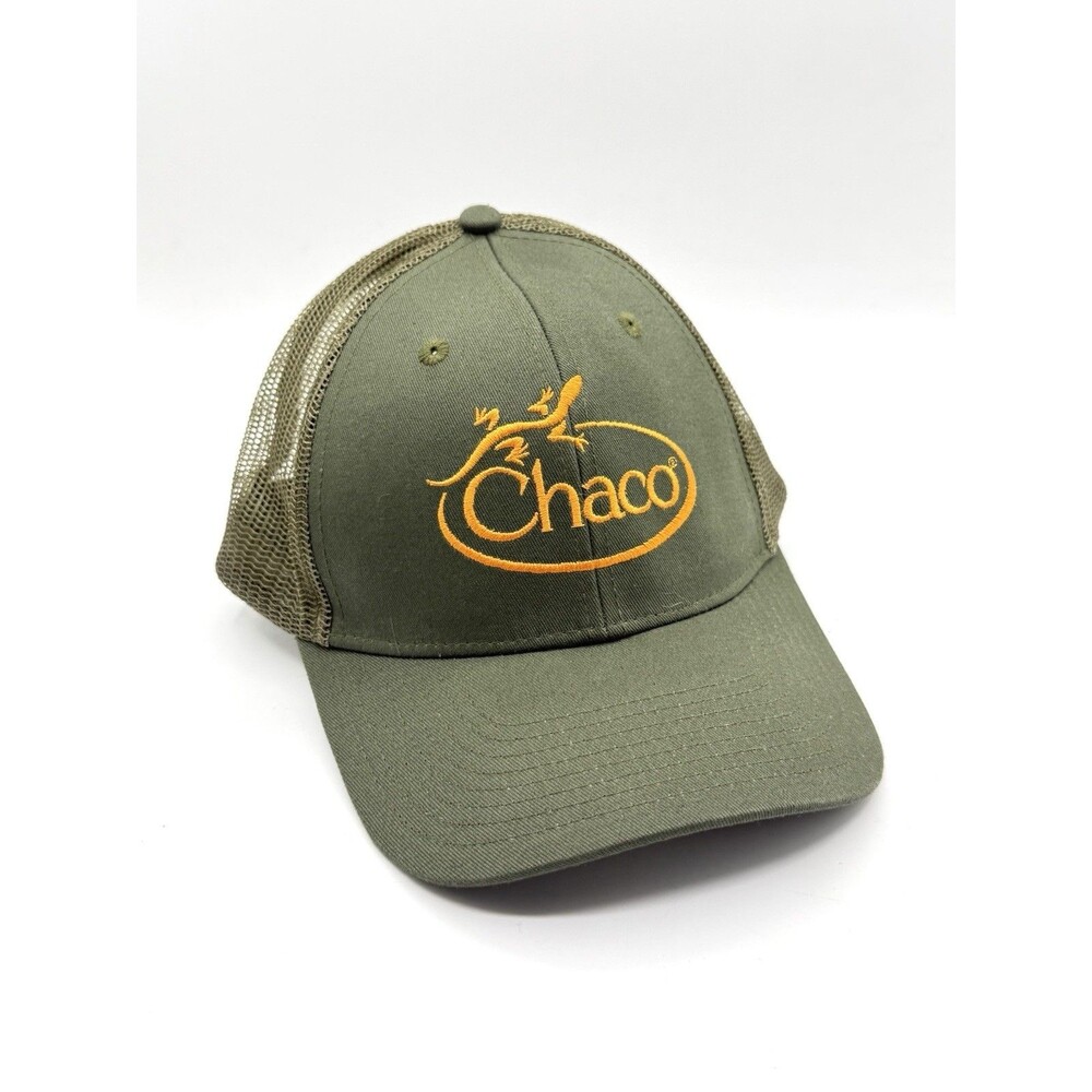 Chaco Truckers Snapback Hat Green Orange Lizard Graphic Mesh Back Adjustable